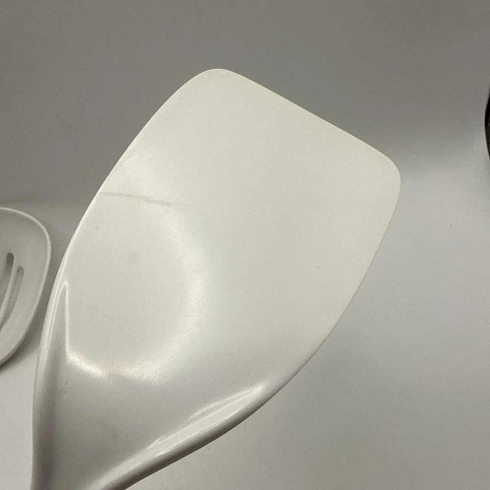 Melamine ware kitchen utensils white slotted spoon solid spatula turner flipper